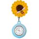 FOB Nurse Pocket Watch Stretchable Embroidery Sunflower Medical Silicone Watches