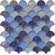 Blue blend serie backsplash water waving glass mosaic