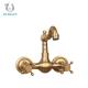 Double Switch Antique Copper Wall Mounted Bathtub Faucets Hot Cold Water