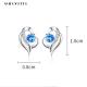 0.04oz 1x0.8cm Sterling Silver Heart Earrings SGS Blue Stone Earring girlfriend