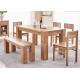 Farmhouse  Natural Oak WoodHotel Dining Table With Benches Environment - Friendly