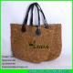 LUDA high quality pu  handles beach bag brown raffia crochet straw handbag