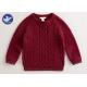 Multi Cable Knitting Girls Long Sleeve Sweaters , Girls Red Sweater Side Slit