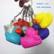 Shenzhen colorful duck keyring, mini colorful pvc ducks keychain with green materials