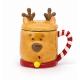 Ceramic Coffee Mugs Deer Shaped 3D 5X4X5 8OZ Christmas Gift With Lid Handpainting For 1 Users