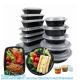 24 OZ Disposable PP Lunch Boxes Microwavable Food Storage Containers With Lids  Round Black Plastic Meal Prep