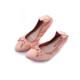 high quality pale pink goatskin girl students shoes women designer shoes foldable flat shoes pointed ballet shoes BS-16