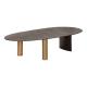 Modern Metal Top glass Oval Coffee Table Brown With Stainless Steel Legs