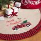 Christmas Tree Skirt Burlap 32 Inches Tree Skirt with Red and Black Plaid Border
