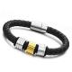 Tagor Stainless Steel Jewelry Super Fashion Silicone Leather Bracelet Bangle TYSR028