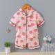 Strawberry Pattern Cardigan Pajama Set 140cm Height Breathable Button Up Pjs Set