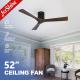 6 Speeds Choice Decorative Ceiling Fan With Remote Control and Durable Solid Wood Blades