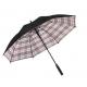 Flip Proof Golf Foldable Sun Umbrella Double Layer Canopy Inside Plaid Color