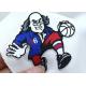 Custom Silicone Labels Cartoon Garment Patches Old Man Playing Basketball