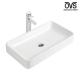 White Counter Top Bathroom Sink 700mm 300mm Ceramic Rectangle Vessel Basin