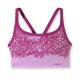 Purple Printed Shock Absorber Elastic Nylon / Cotton Front Closure Sports Bra For Summer