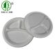 Eco Round Bagasse Biodegradable Food Trays Round 3 Compartment Takeaway Containers