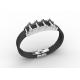 Top Quality Europe Fashion Stainless Steel Genuine Leather Silicone Bangle Bracelet ADB201