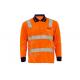 Comfortable Long Sleeve Safety Shirts / Orange Hi Vis T Shirts Flat Knitted Collar