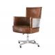 Brown High Back Aviator Adjustable Executive Office Chair Casters Leather