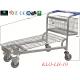Heavy Duty zinc and powder Warehouse Trolleys With 4 Swivel 6.4 Inch Wheels with front foldable gate