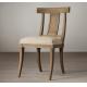 French country style solid wooden back chair event dining chair with linen fabric upholstered dining chair