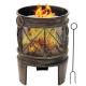Cast Iron Outdoor Portable Charcoal Fire Pit Heavy Duty Metal Grate Bronze
