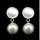 Korean Japanese Style 925 Silver Zircon Drop Earrings / Symmetry Pearl Shell Dangle Earrings