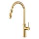 Modern Brass Kitchen Tap with Pull Out Sprayer and 360 Degree Swivel in Brushed Gold