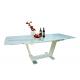 White Painted Tempered Glass Dining Table 2.2 Meter Stainless Base