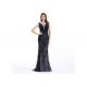 Dark Blue Deep V Neck Ladies Formal Evening Dresses Velvet Fabric Sleeveless