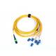 Low Loss 12F 3.0mm OM3 LSZH MPO fiber patch cord Customized Color