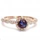 Women White CZ Alexandrite And Diamond Ring S925 Sterling Silver Rose Gold Plated