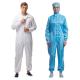 Reusable Lint Free Zipper Antistatic Esd Coverall Garment Dustproof For Cleanroom