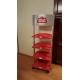 4 Wheels Wine Display Stand Red Heavy Metal Beer Display Shelf 4 Layer For Stores