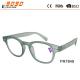 Women's colorful plastic reading glasses  with spring hinge and two pins on the frame