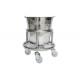Hospital Movable Stainless Steel Kick Bucket With Rolling Stand