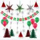 Paper Honeycomb Party Decorations Merry Christmas tree hat star balloon Bunting Banner Flag