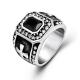 Vintage Inlay Mens Gothic Stainless Steel Band Ring with Black Cubic Zircon（SA566BLACK）