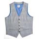 Fashion Mens Tailored Vest Office Business Grey Check ilk Screen Printing Logo