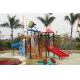 Kids’ Water House Playground Structures With Water Slide, Climb Net, Water Spray