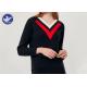 Stripes V Neck Womens Knit Pullover Sweater Rib Knitting Wool