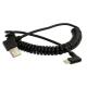 1.5m Coiled Right Angle Micro USB Cable /  USB 2.0 A Male to micro B  Mobile Phone Charging Cable