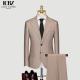 Men's Business Casual Formal Suit Custom Brown Striped Slim Fit with Mandarin Collar
