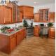 Solid Wood Kitchen Cabinet with Wall Hang Cabinet and PVC Membrane Surface Treatment