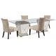 71 Inches Rectangle Mirrored Dining Table Glass Top Silver / Gold Color