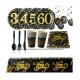50th 60th 70th 80th Gold Disposable Party Tableware