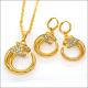 Vintage jewelry Pendants Necklaces Earrings Set For Women 18K Real Gold Plated