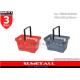 Colorful Hand Shopping Baskets , Rolling Plastic Hand Basket 22L For Grocery Stores