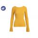 Shinny Yellow Womens Knit Pullover Sweater Small Boat Neck Ribbed Stylish Clothing 